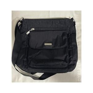 Baggallini Town Bagg Lightweight Nylon Crossbody Bag Black Cheetah